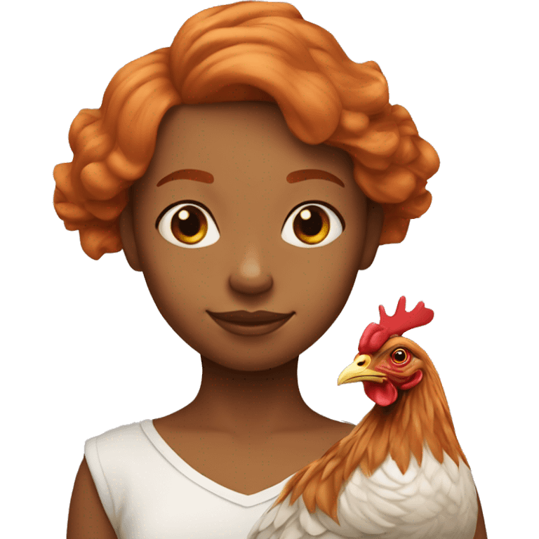 Ginger girl with a brahma hen emoji