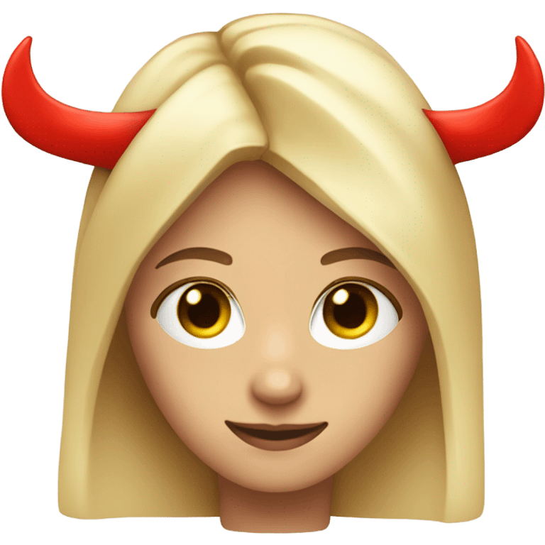 Blonde girl with devil horns and angel halo emoji