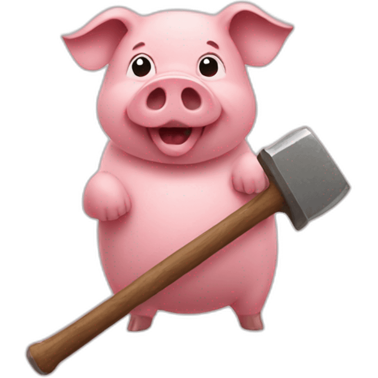 Pig emoji with hammer emoji