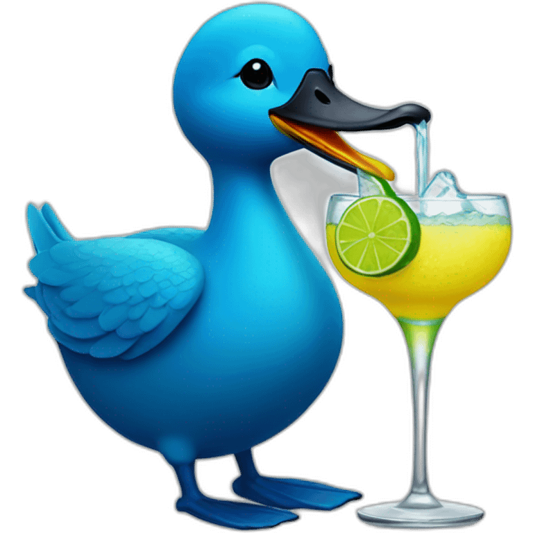 Blue Duck drinking margarita emoji