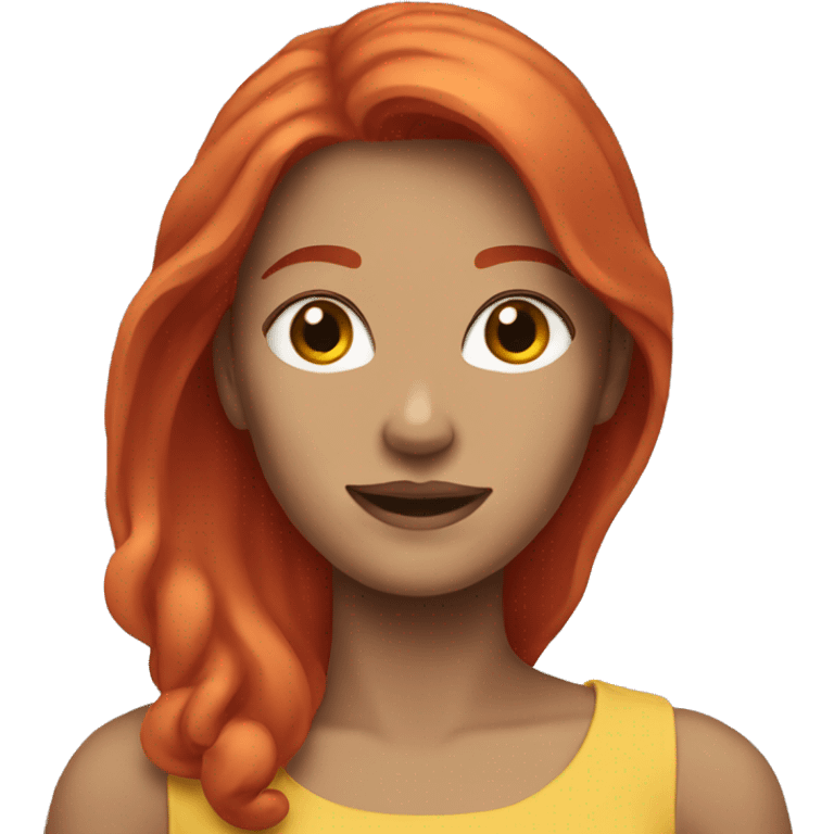 White woman red hair arms up  emoji