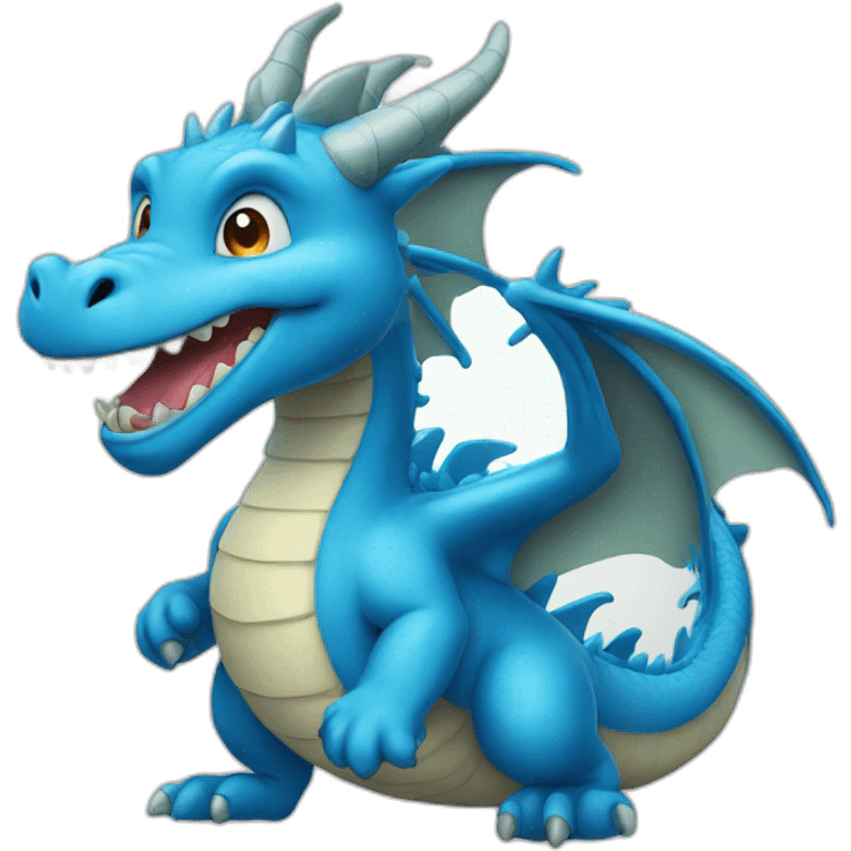 Happy blue dragon emoji