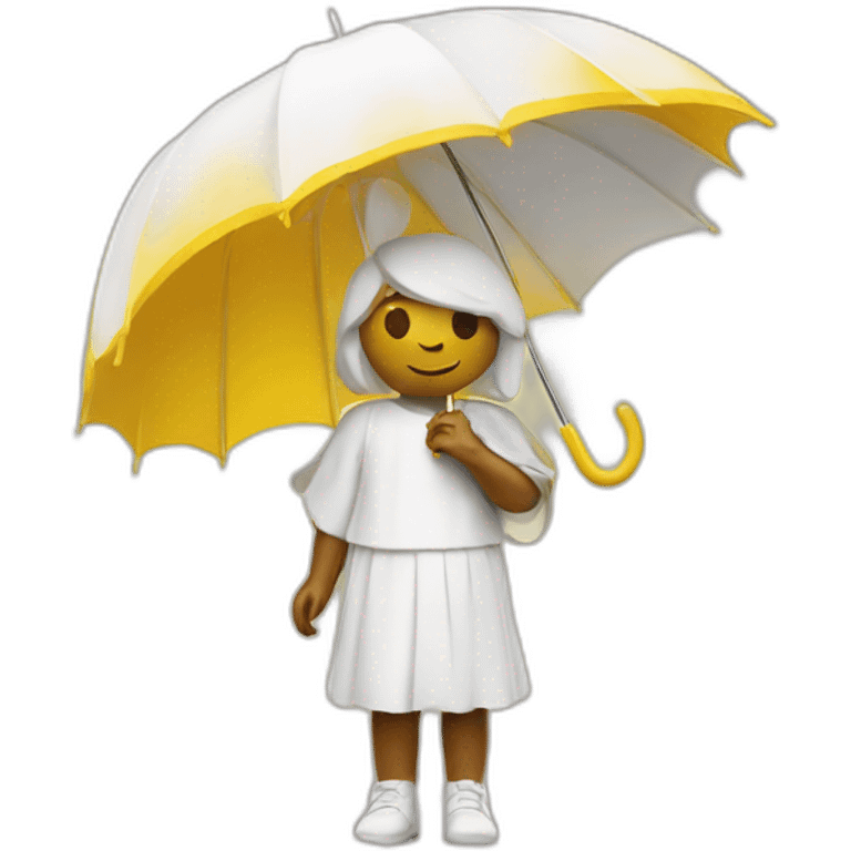 an angel with an umbrella of yellow bakit color emoji