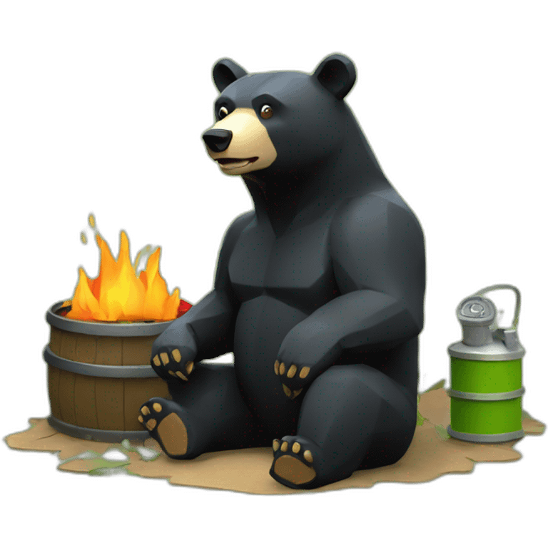 stand Lowpoly black bear with fuel  emoji