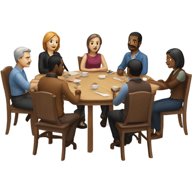 6 people sitting either side of a table emoji