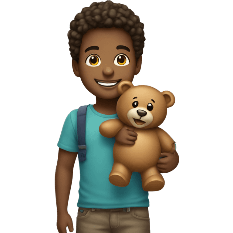 Rizz smiling boy with teddy bear emoji