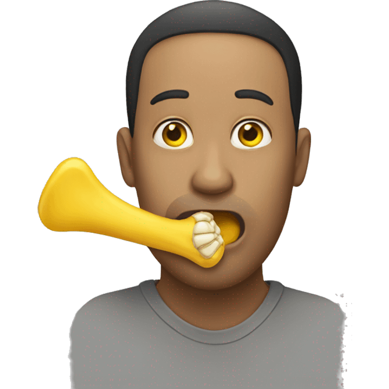 person holding a yellow bone in their mouth emoji