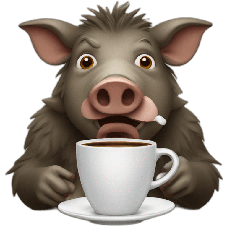 facefull boar drinking coffee emoji