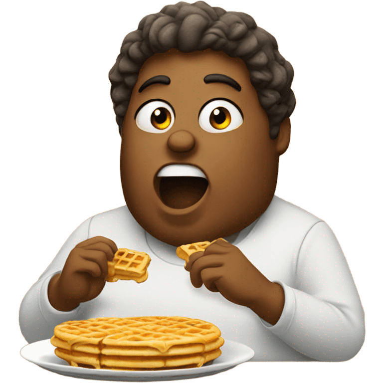 fat person eating waffles emoji