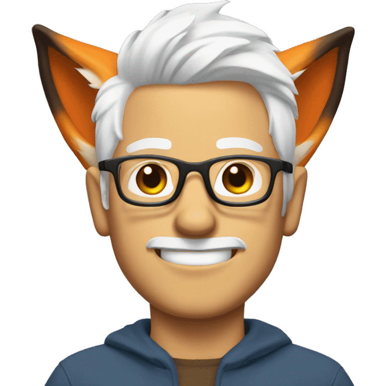 guy with white hair and fox ears with glasses emoji