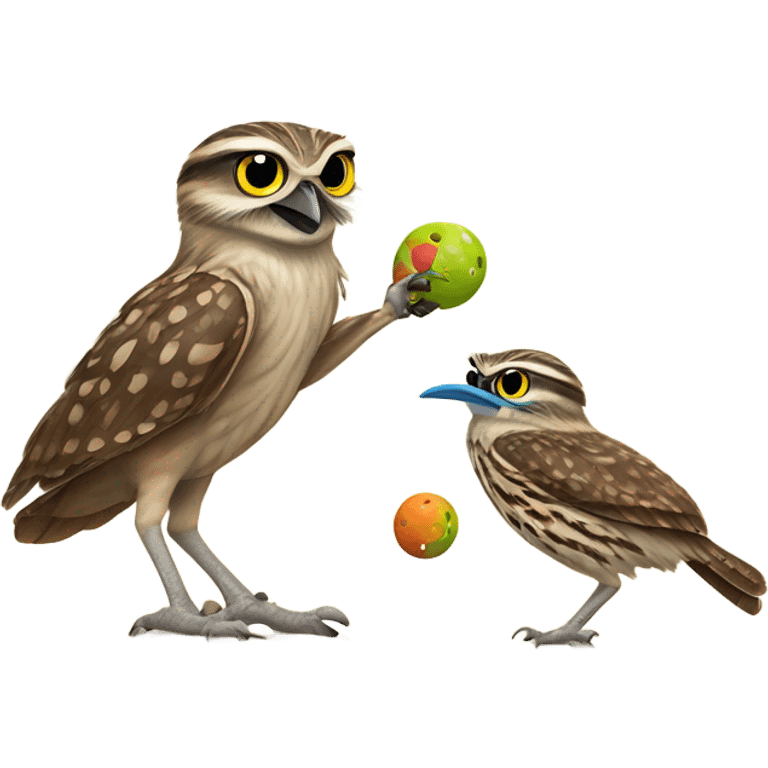 Burrowing owl and roadrunner pickleball emoji