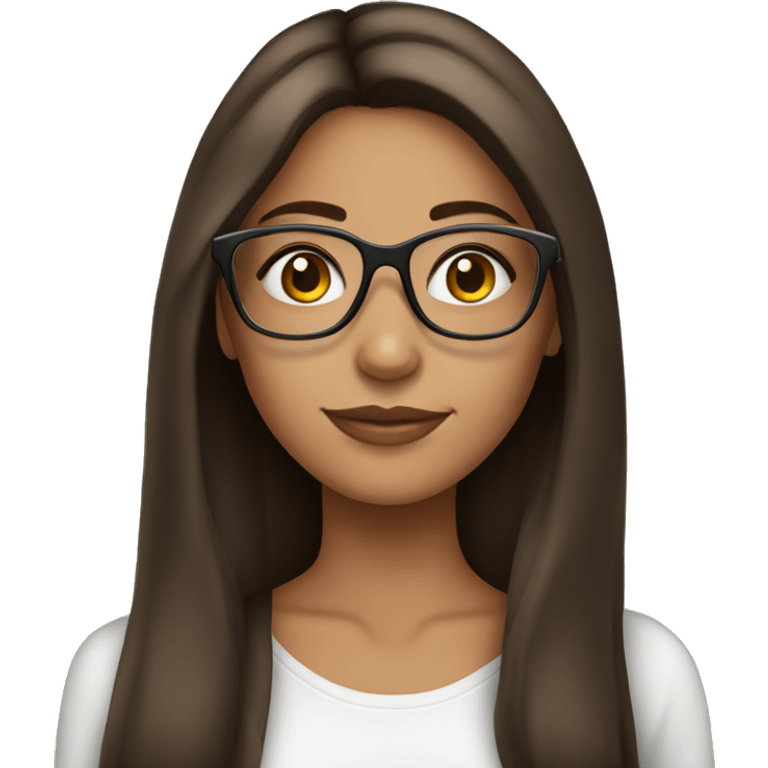 Pretty Latina girl with straight brown hair and clear glasses emoji