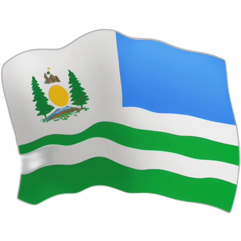 Flag with green stripe at the bottom, white stripe with the mountain in the middle and blue stripe at the top emoji