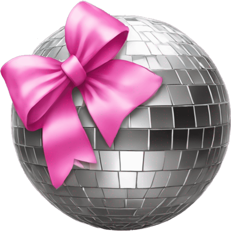 A disco ball with a pink bow on top of the disco ball emoji