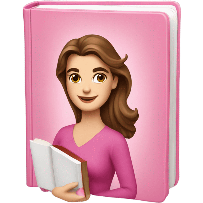 brooke shields holding pink book emoji