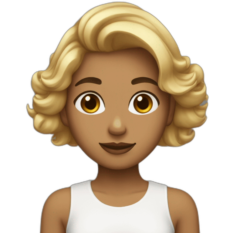 Chica cara hermosa, piel blanca, pelo negro y suelto emoji