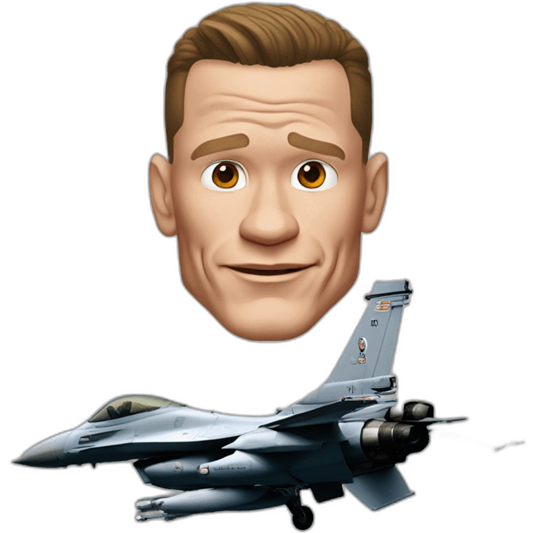 John Cena flying an f-16 emoji