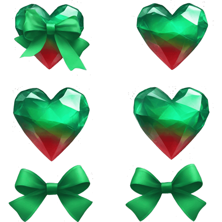 crystal red heart wrapped in emerald bow emoji