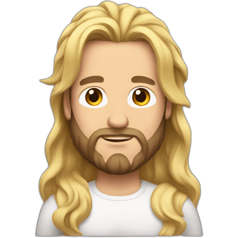 Beard man long hair blonde, spike crown, pregnant belly emoji