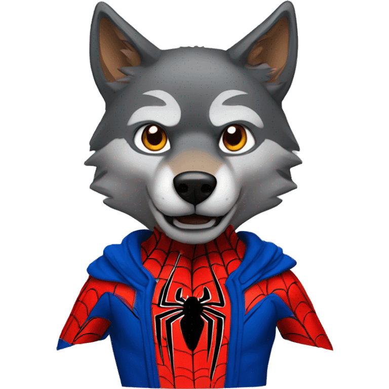 a wolf with a spiderman suit, looks fierce emoji