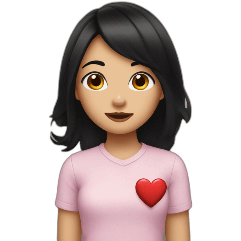 Girl with black hair blowing a heart emoji emoji