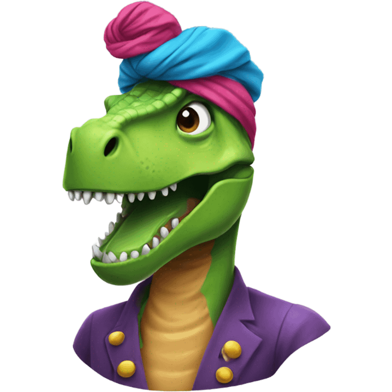 Dinosaur in a turban emoji