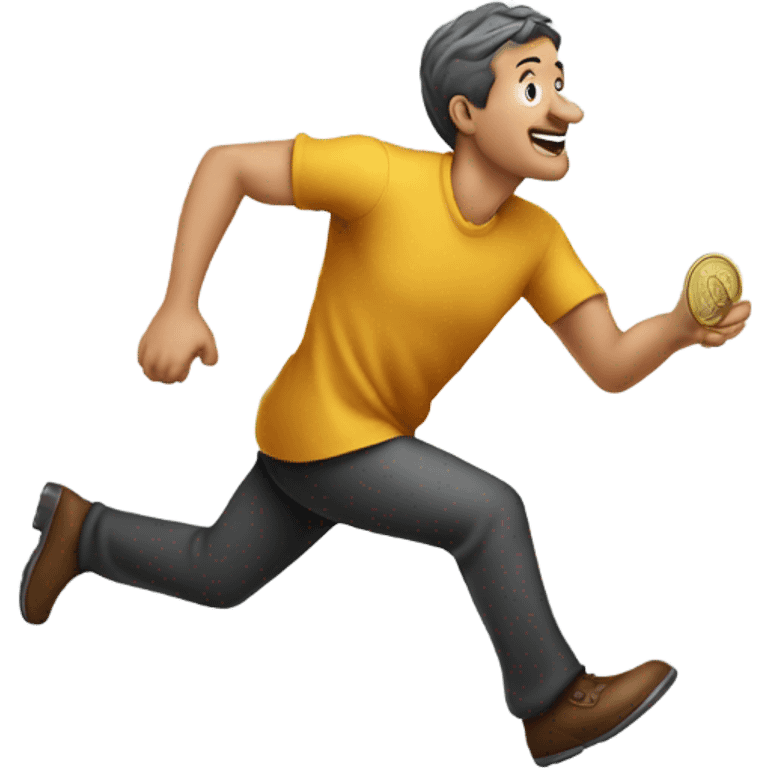 Man with big nose chasing coin  emoji