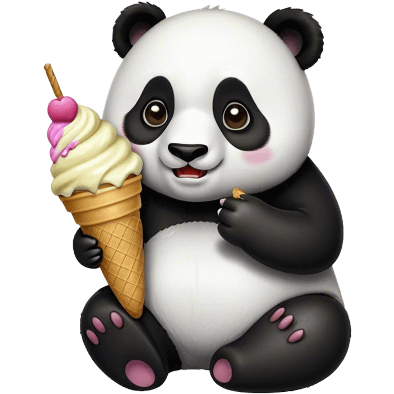 Panda eating ice cream emoji