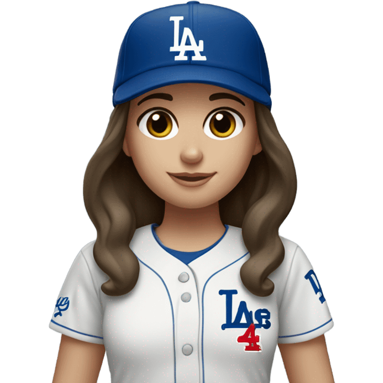 White Los Angeles Dodgers Girl with dark brown hair  emoji