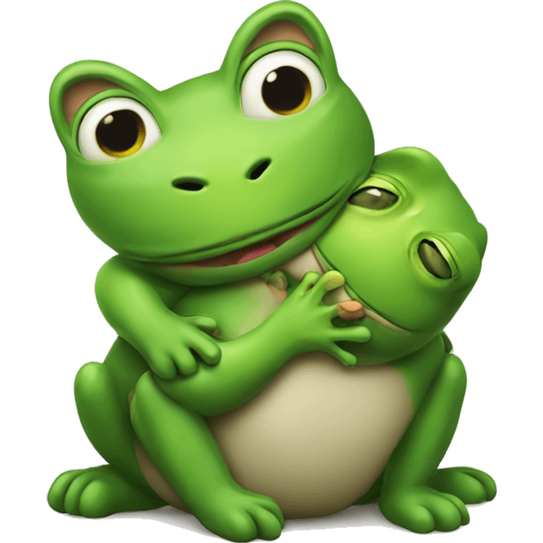 Cat hug frog emoji