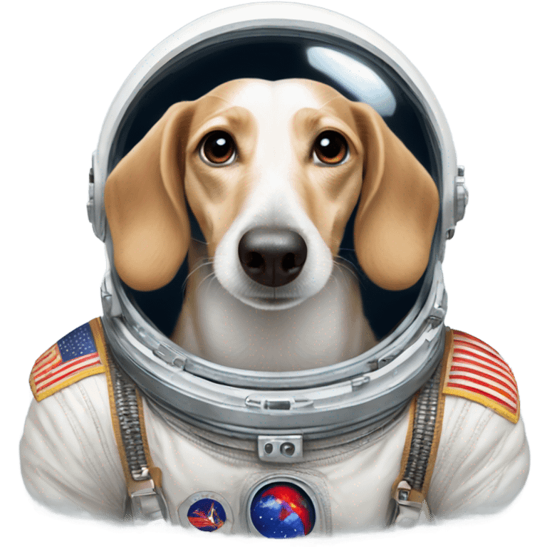 White Dachshund as Russian cosmonaut  emoji