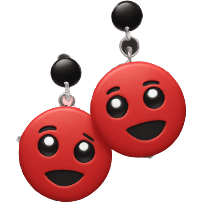 Red earrings with 5 black spots on them emoji