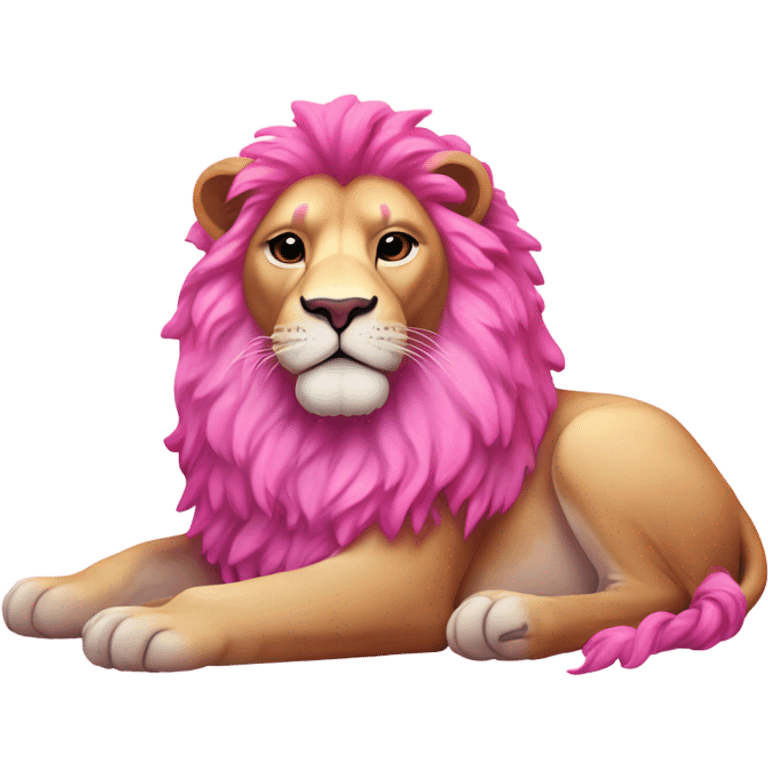 Fully Pink ombre lion lying down with glitter emoji