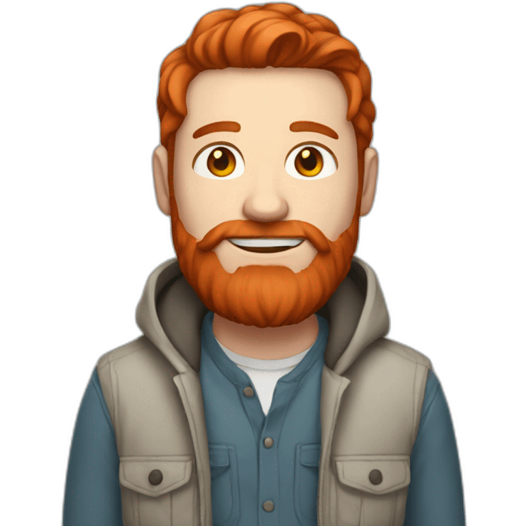 man with red hair, beard with white skin and red freckles and casual clothing emoji