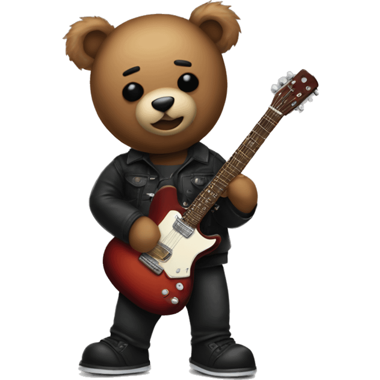 teddy bear with guitar and emo makeup emoji