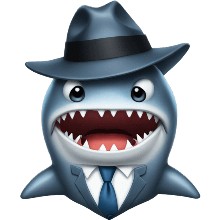 Disappointed shark in fedora with a tie emoji