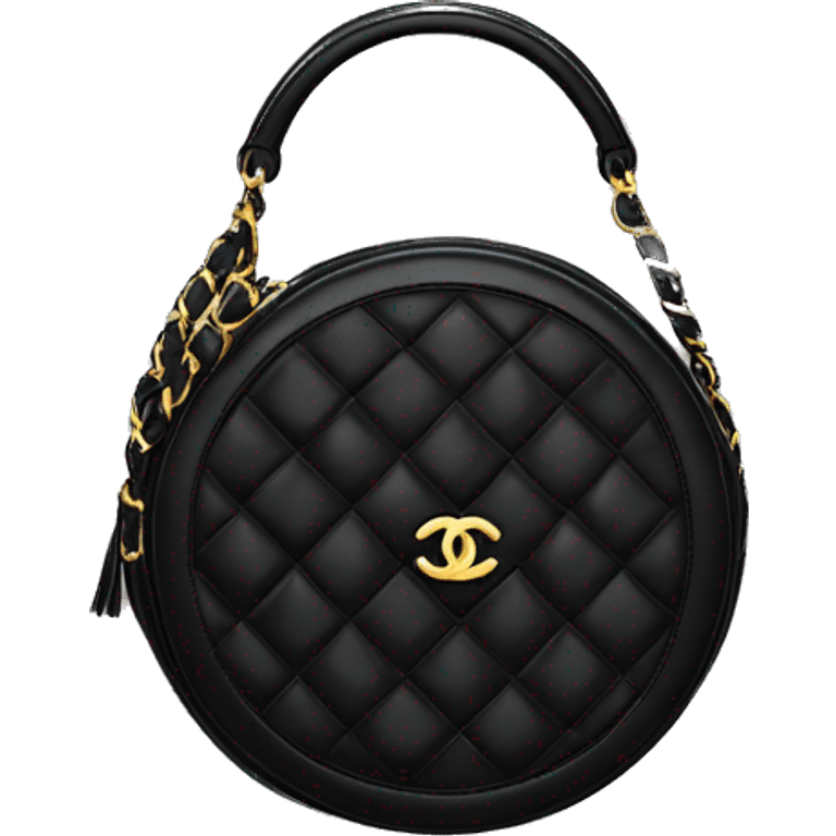 Round black Chanel bag with top handle  emoji