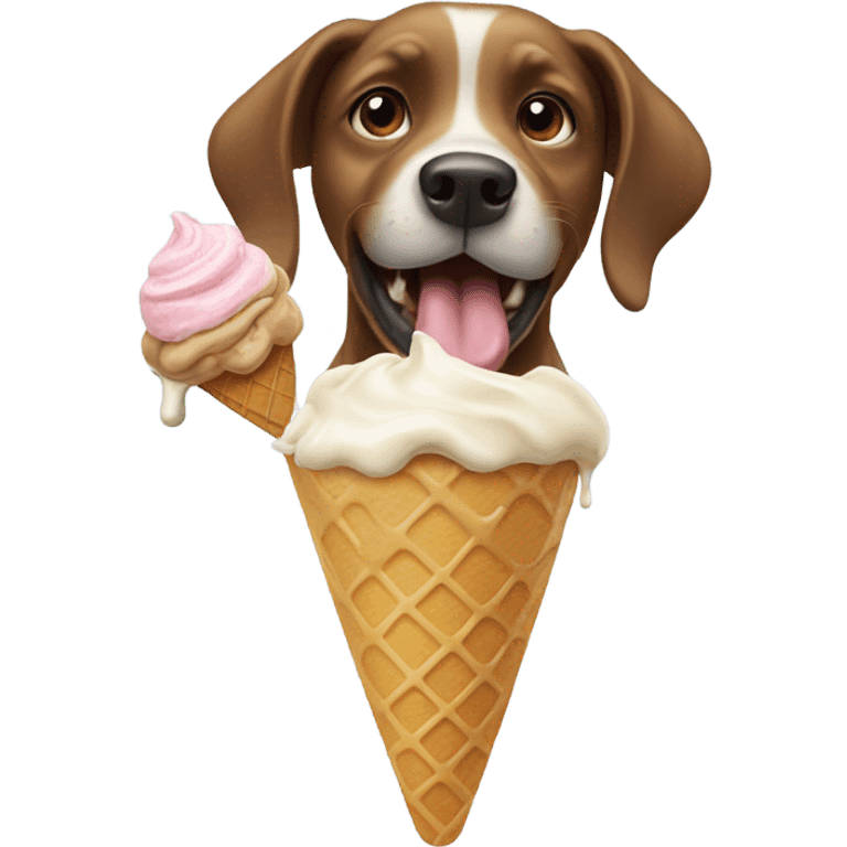 Dog eating ice cream emoji