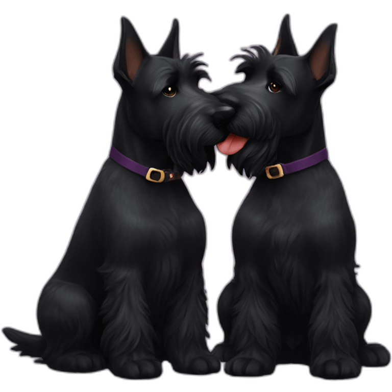 Two black Scottish terrier kissing emoji