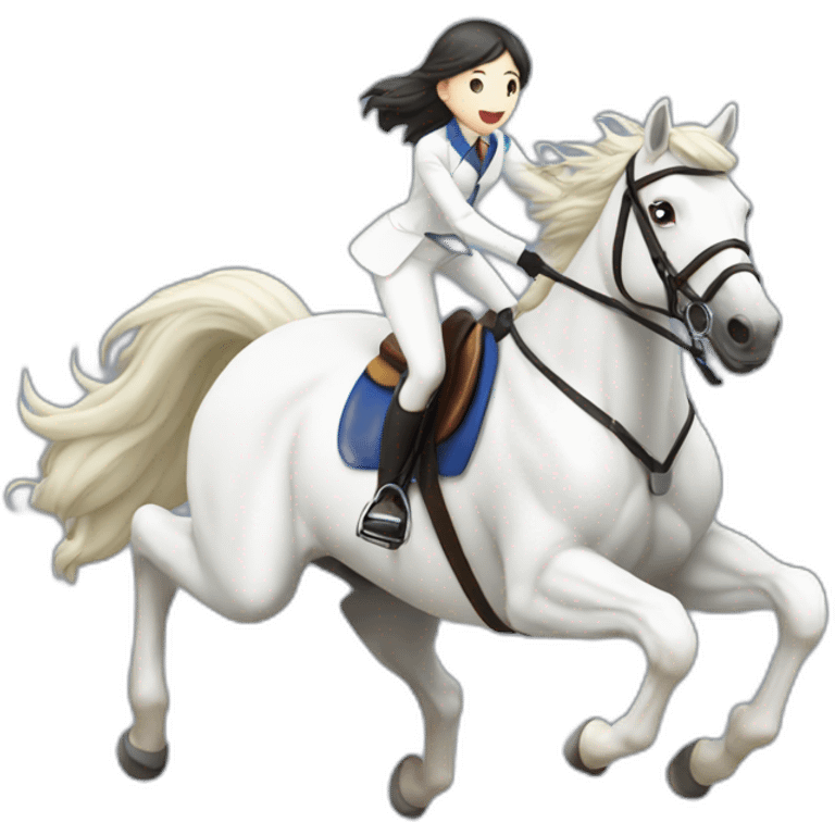 white-hourse-with-olympics-jumping-compelition-rider—japanese-girl emoji