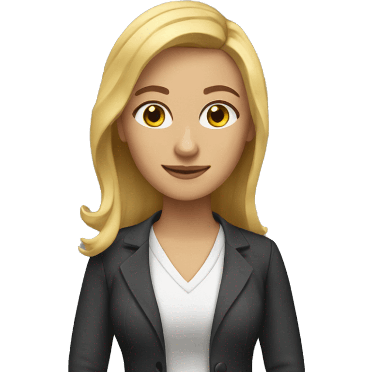 female Teacher with golden blonde hair and brown eyes emoji