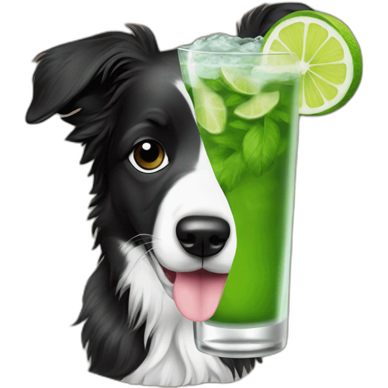 puppy border collie with glasses drinking mojito emoji