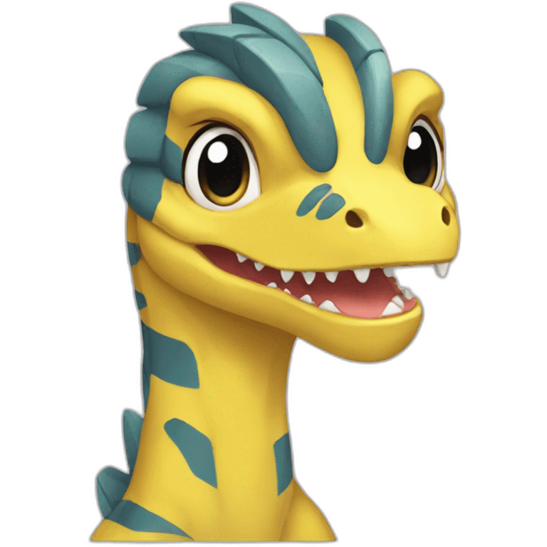 cute yellow velociraptor anime emoji