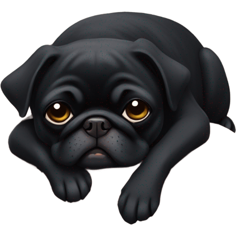 Black pug asleep emoji