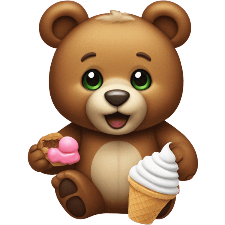 Teddy bear eating ice cream emoji