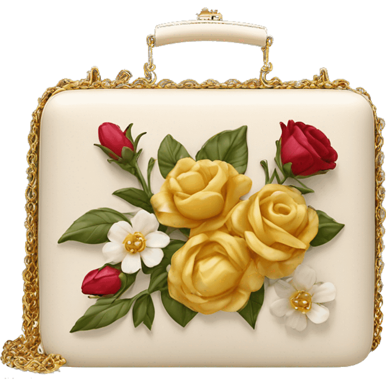 Dolce and Gabbana small box bag flowers and golden details emoji