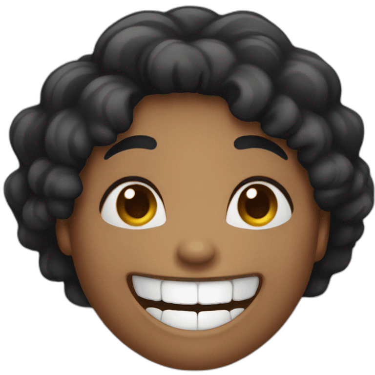 Short black hair woman laughing at you emoji