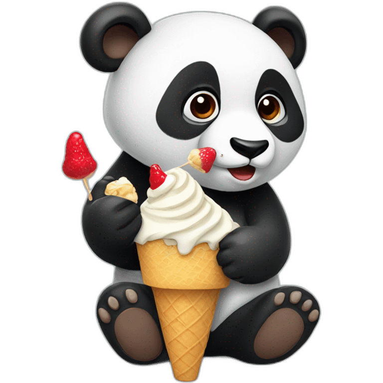 Panda eating ice cream red  emoji