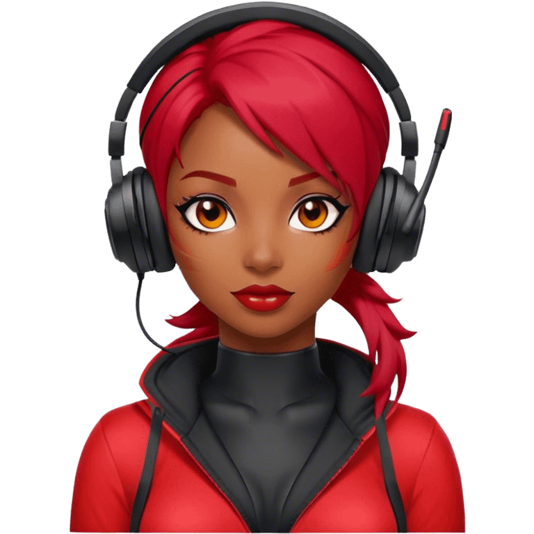 sexy black and red gamer woman emoji