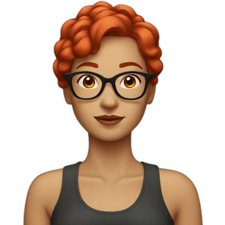 woman with modern red hair and red glasses emoji